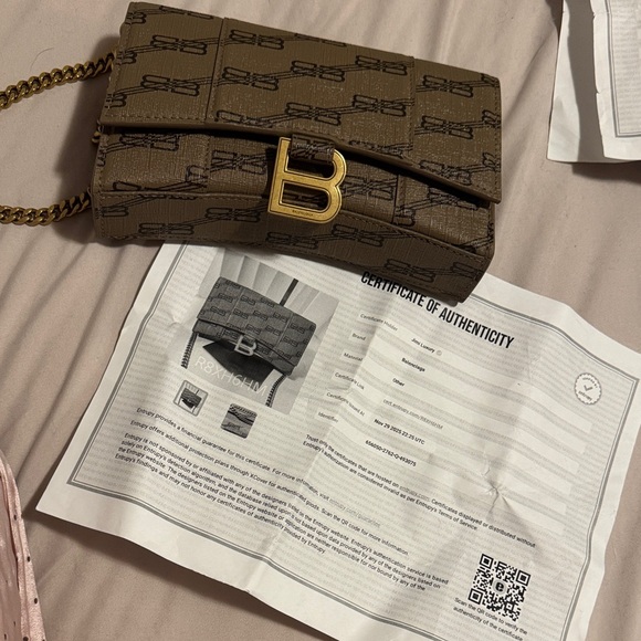 Balenciaga Handbags - Authentic Balenciaga Brown Monogram B-Logo Chain Crossbody Bag